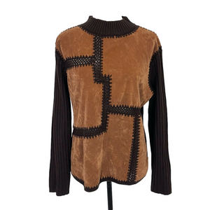 Valenti brown knit and velvet sweater